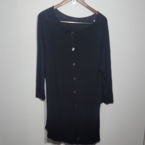 Logo Lori Goldstein Elegant Black Women's Button-Down Pocket Dress
